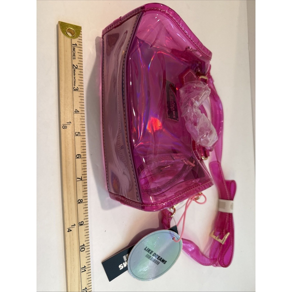 Like Dreams Pink Mini Clear Shoulder Bag Zip Closure Adjustable Strap 90s - Picture 4 of 5